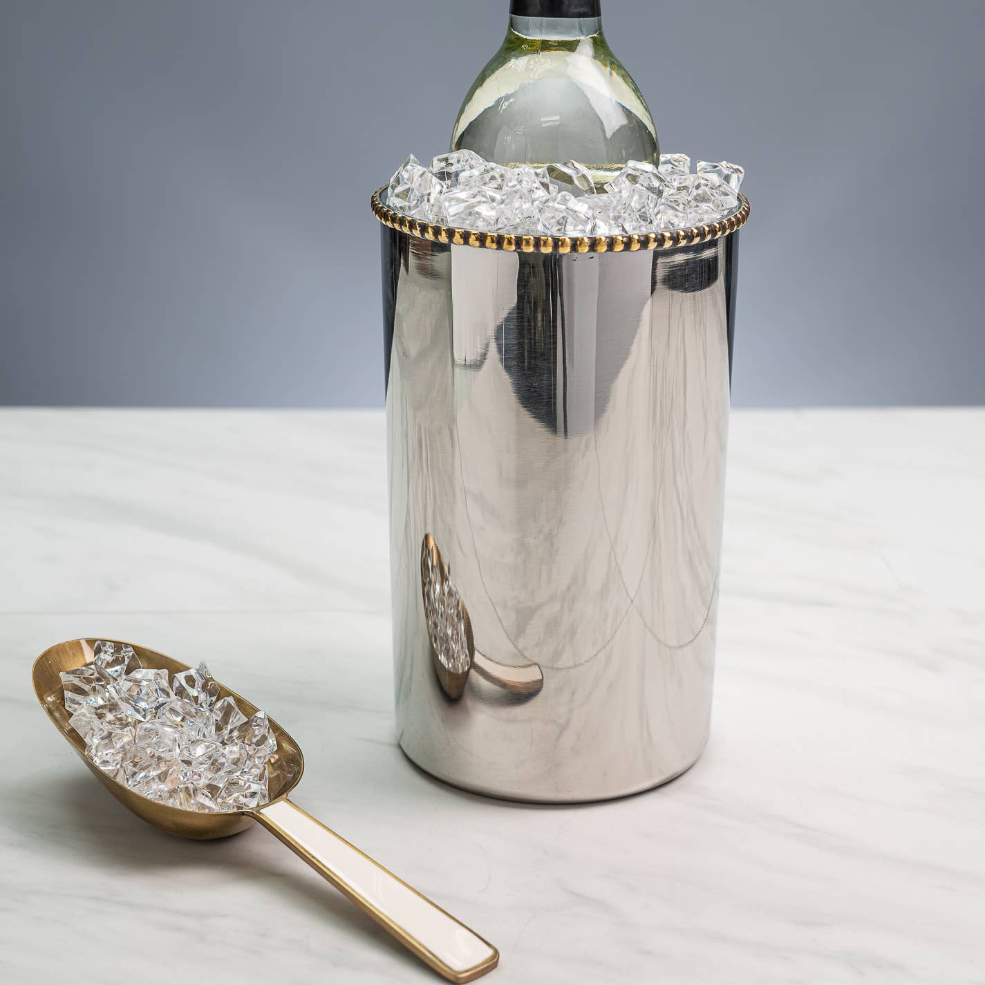 Personalized Gold Beaded Double-Wall SS Bottle Holder