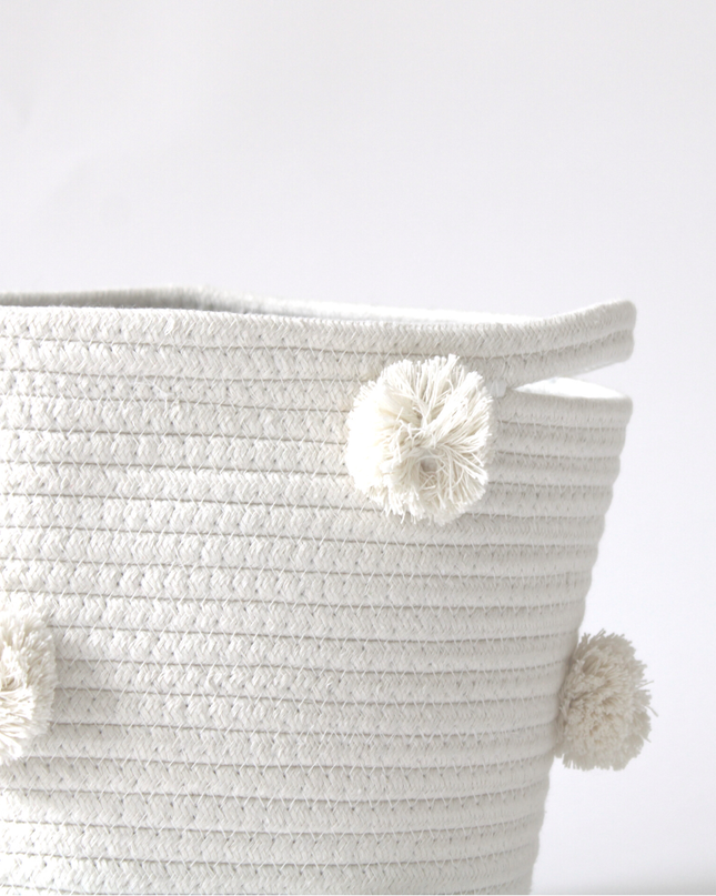 Natural Pom Basket
