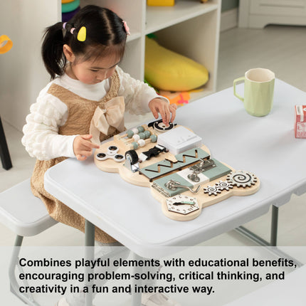 Wooden Sensory Bear Shaped Learning Toddler Busy Board