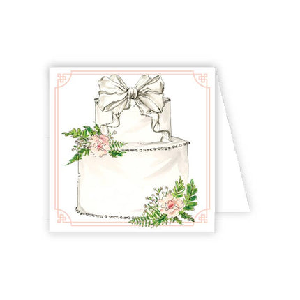 Wedding Cake with Bow and Flowers Enclosure Card