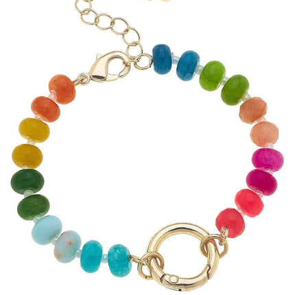 Lucy Gemstone Beaded Charm Bracelet Base in Rainbow Multi