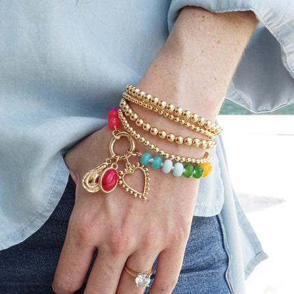 Lucy Gemstone Beaded Charm Bracelet Base in Rainbow Multi