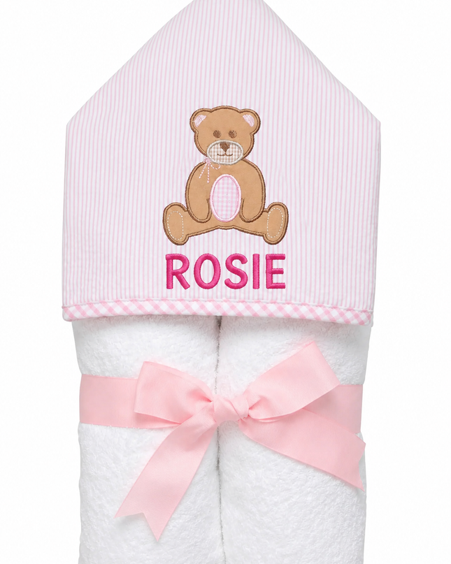 Teddy Bear Hooded Towel- Pink