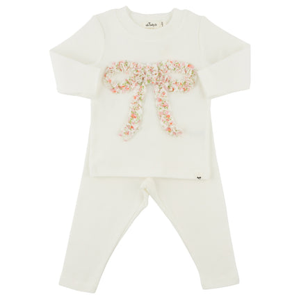oh baby! Poppy Sprig Ruffle Bow 2 Piece Set - Cream