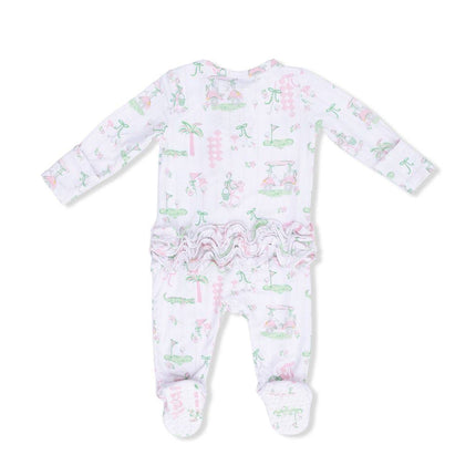 Pretty Golf 2 Way Ruffle Back Zipper Footie
