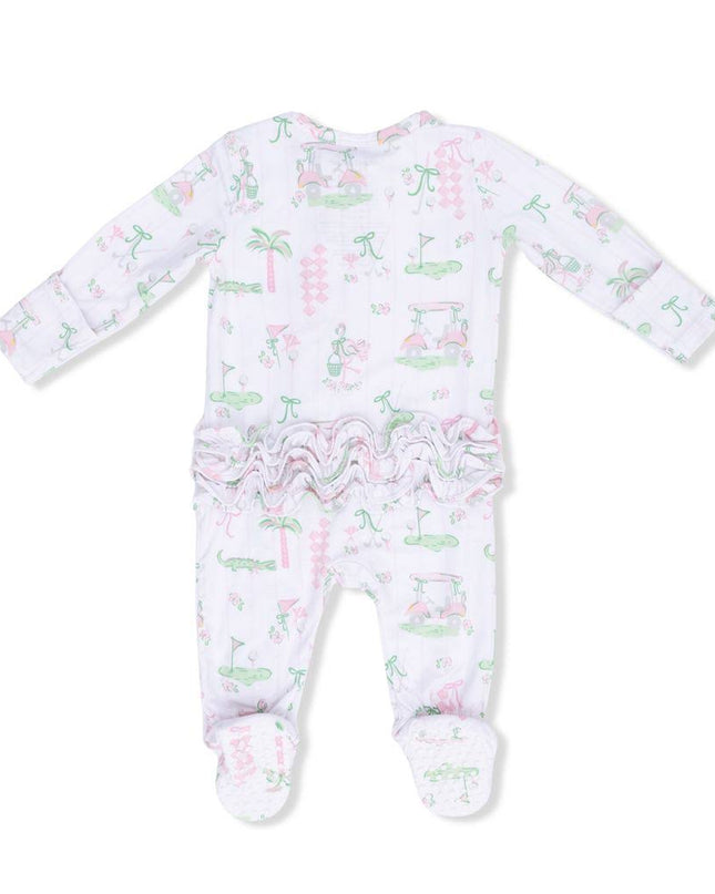 Pretty Golf 2 Way Ruffle Back Zipper Footie