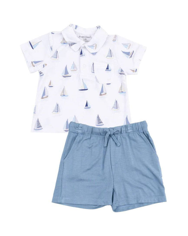 Bubbly Sailboats Polo with Casual Shorts
