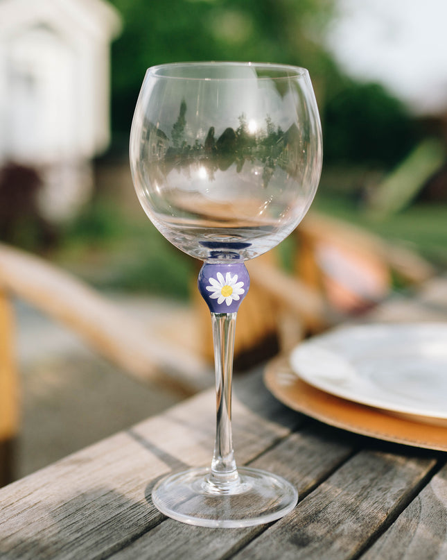 The Giving Glass Daisy wine glass — spring and birthday gift, portion donated to charity
