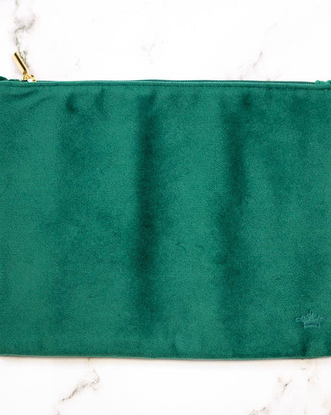 Velvet Cosmetic Bag   Dark Green   9x6.5