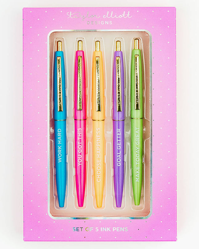 Motivational pen set in gift box — inspirational stationery, teacher and birthday gift