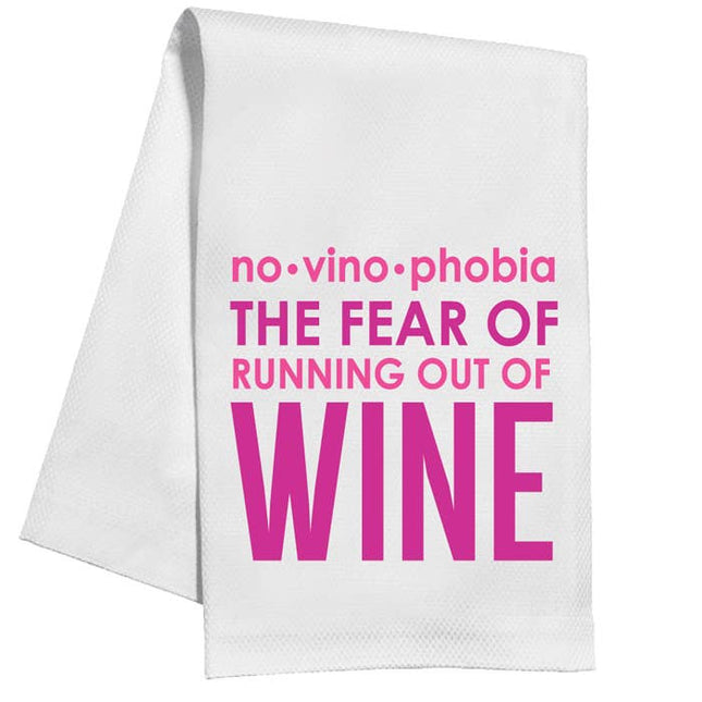 No Vino Phobia kitchen towel — funny wine lover gift, housewarming gift