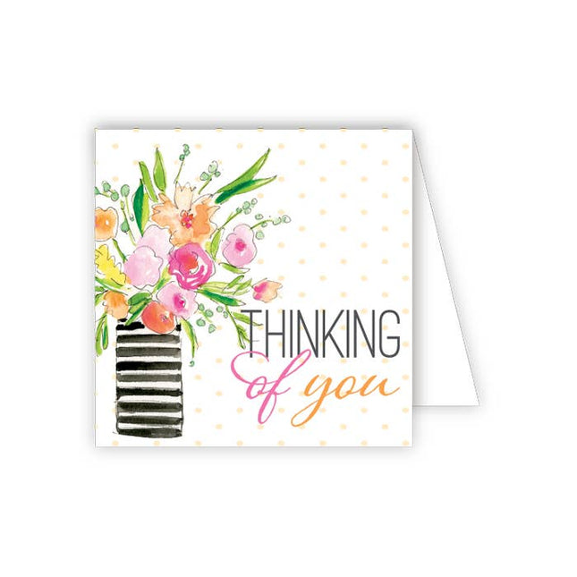 Thinking of You vase of flowers enclosure card — sympathy and friendship gift enclosure