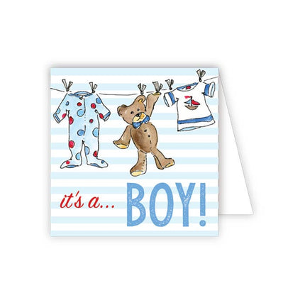 It's a Boy clothesline enclosure card — new baby boy gift enclosure