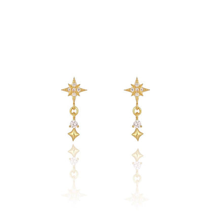CZ Dangling Starburst Stud Earrings