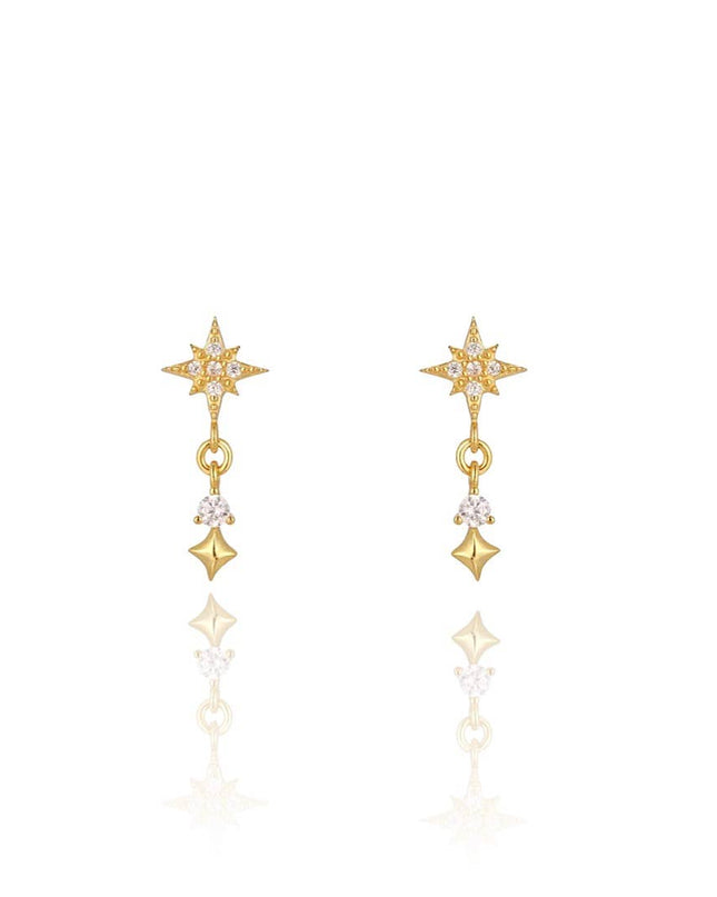 CZ Dangling Starburst Stud Earrings
