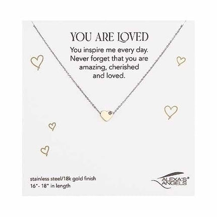 You Are Loved heart necklace — sweet inspirational jewelry, Valentine's Day and birthday gift
