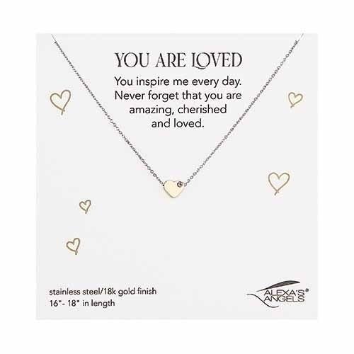 You Are Loved heart necklace — sweet inspirational jewelry, Valentine's Day and birthday gift