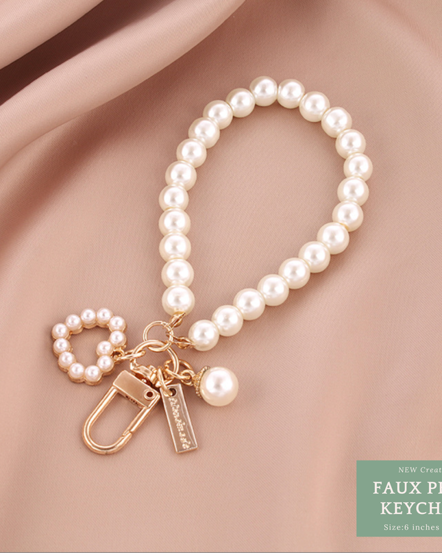 Faux Pearl KeychainFaux, AirPods Case Chain: Wrist Heart