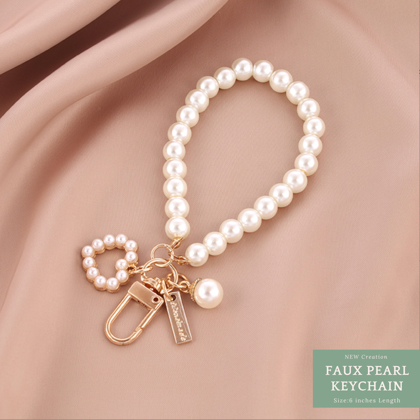 Faux Pearl KeychainFaux, AirPods Case Chain: Wrist Heart