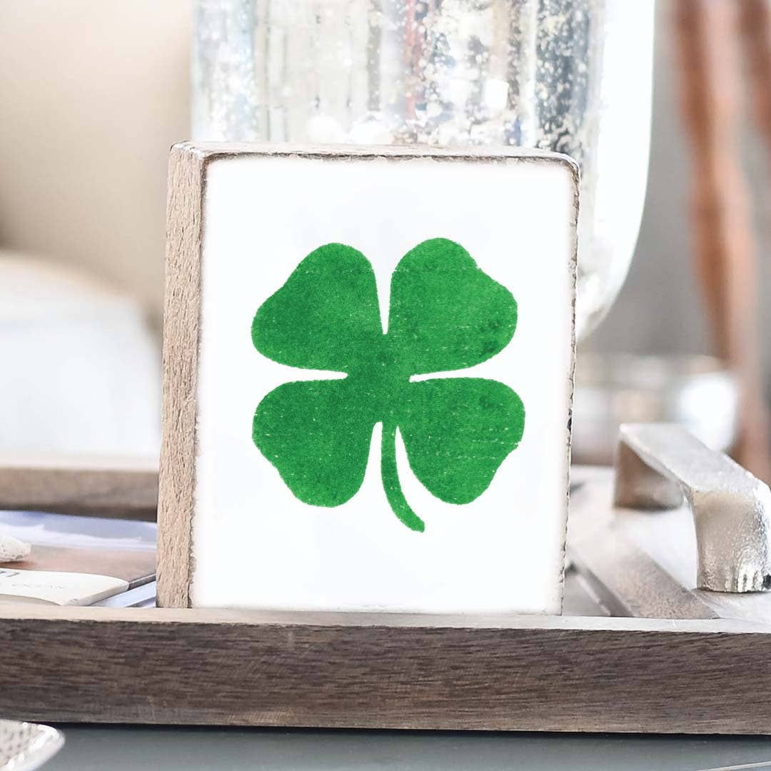 Four Leaf Clover Decorative Wooden Block