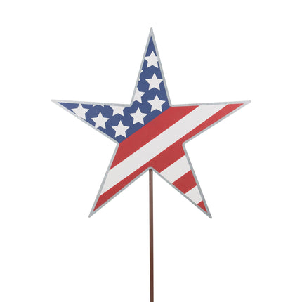 Red white blue star garden stake — Fourth of July and patriotic garden decor