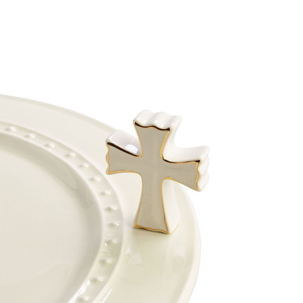 Nora Fleming Cross Mini — faith decorative attachment for Nora Fleming serveware, baptism and communion gift