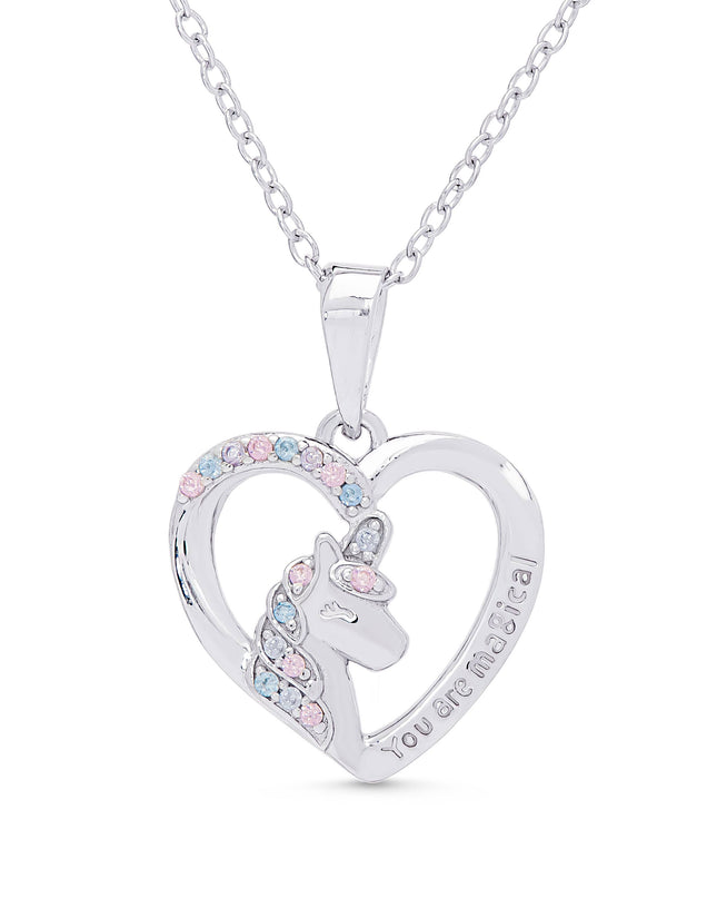 You Are Magical unicorn CZ necklace in sterling silver — children's jewelry, birthday gift for girls