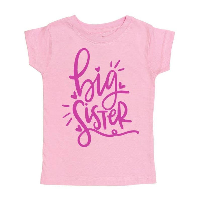 Big Sister tee shirt pink and hot pink — sibling announcement gift