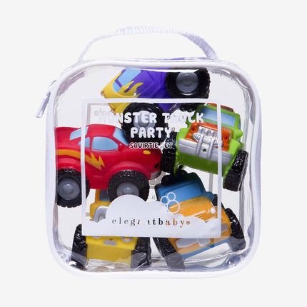 Monster truck baby bath squirties — fun bath toy set, baby boy shower gift