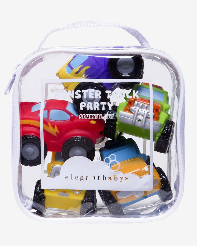 Monster truck baby bath squirties — fun bath toy set, baby boy shower gift