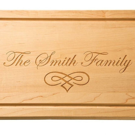 Rectangle cutting board with handles — personalized wooden kitchen gift