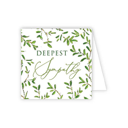 Deepest Sympathy green sprigs enclosure card — sympathy and condolence gift enclosure