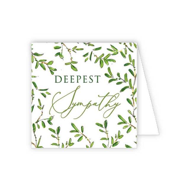 Deepest Sympathy green sprigs enclosure card — sympathy and condolence gift enclosure