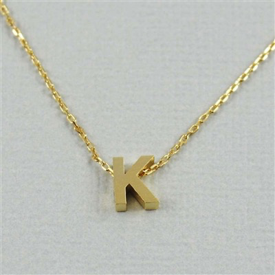 Block letter initial necklace — shown in gift box