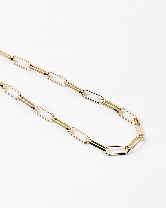 Gold link necklace — classic gold tone jewelry, gift for her