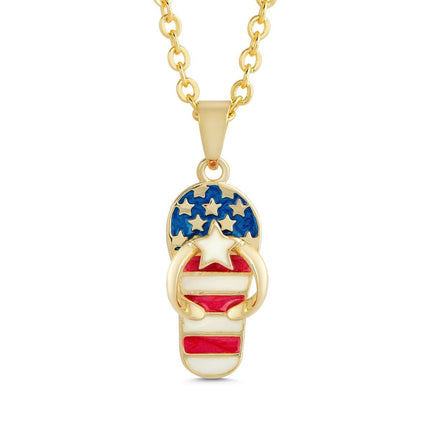 Americana flip flop necklace — fun patriotic Fourth of July jewelry