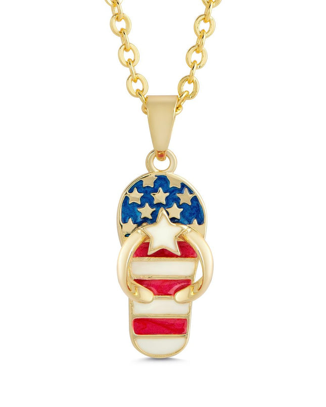 Americana flip flop necklace — fun patriotic Fourth of July jewelry