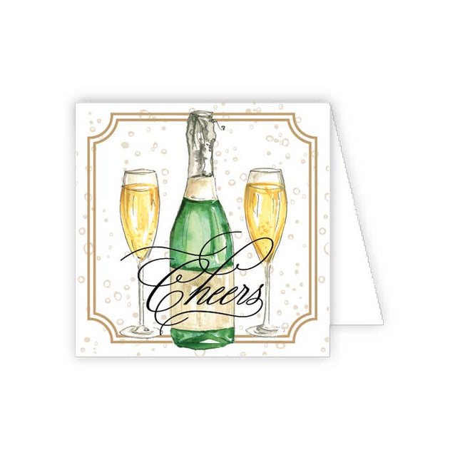Cheers champagne and flutes enclosure card — celebration and wedding gift enclosure