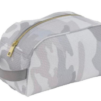Personalized carry all makeup traveler bag — shown open with compartments
