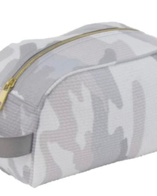 Personalized carry all makeup traveler bag — shown open with compartments