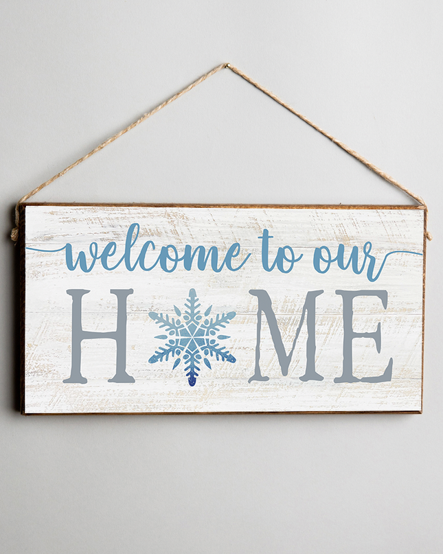 Welcome To Our Home Snowflake Twine Hanging Sign