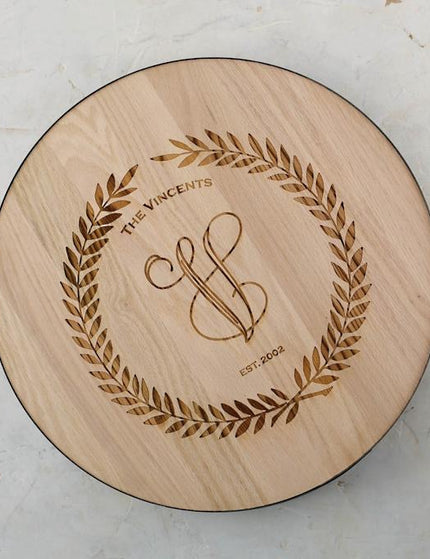 Wine barrel oak lazy susan — unique entertaining and housewarming gift