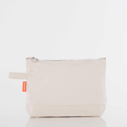 Personalized canvas makeup case — monogram example in block letters