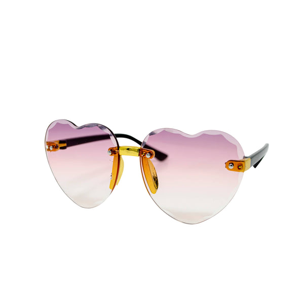 Frameless Heart Sunglasses: Lilac