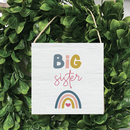 Big Sister square twine sign — sweet sibling announcement and nursery decor