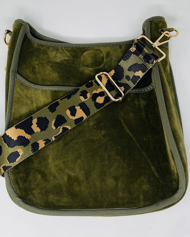 Velvet messenger bag with guitar strap — unique crossbody bag, gift for her