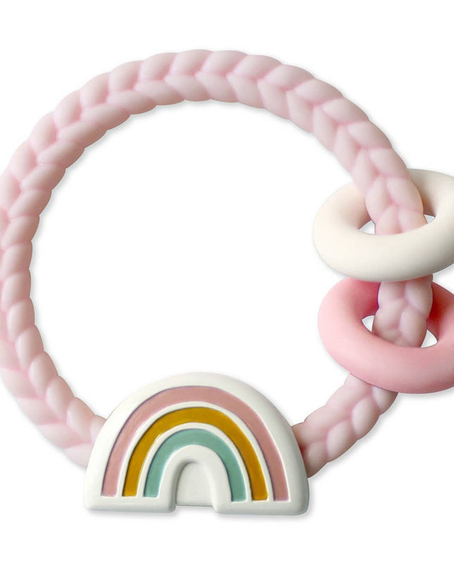Rainbow pink Ritzy rattle teether — fun colorful baby toy, baby shower gift