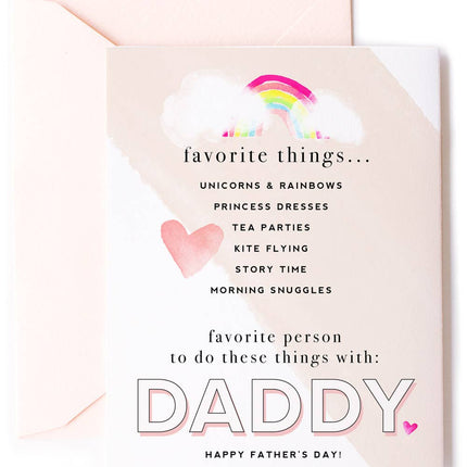 Favorite Things for Girl Dad Father's Day card — sweet card for girl dads