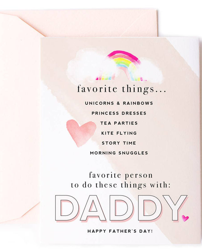 Favorite Things for Girl Dad Father's Day card — sweet card for girl dads