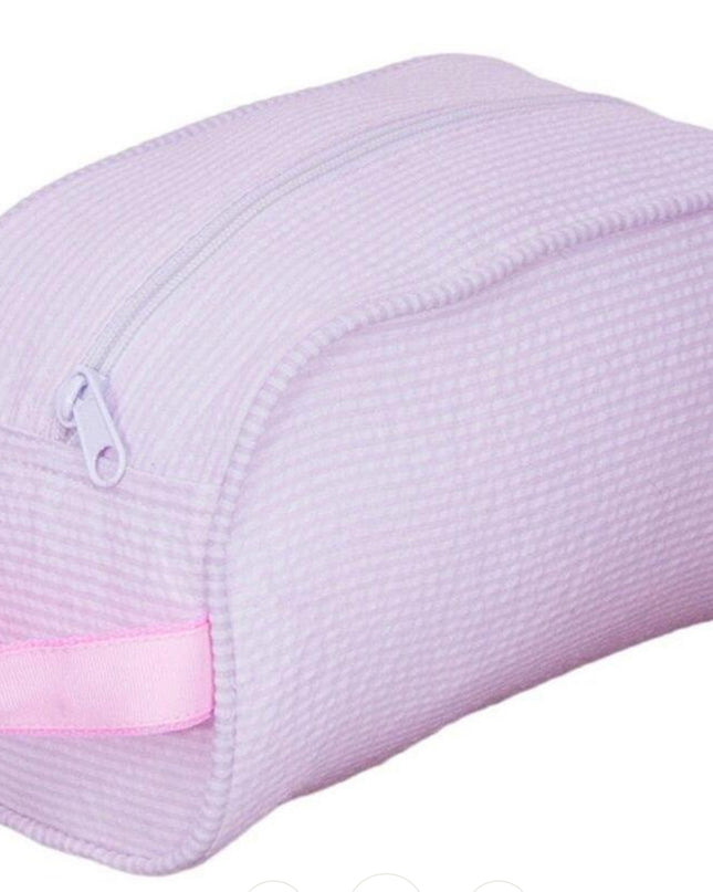 Personalized carry all makeup traveler bag — shown with embroidered monogram